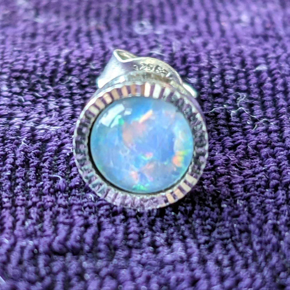 Sterling Silver Opal Stud Earring